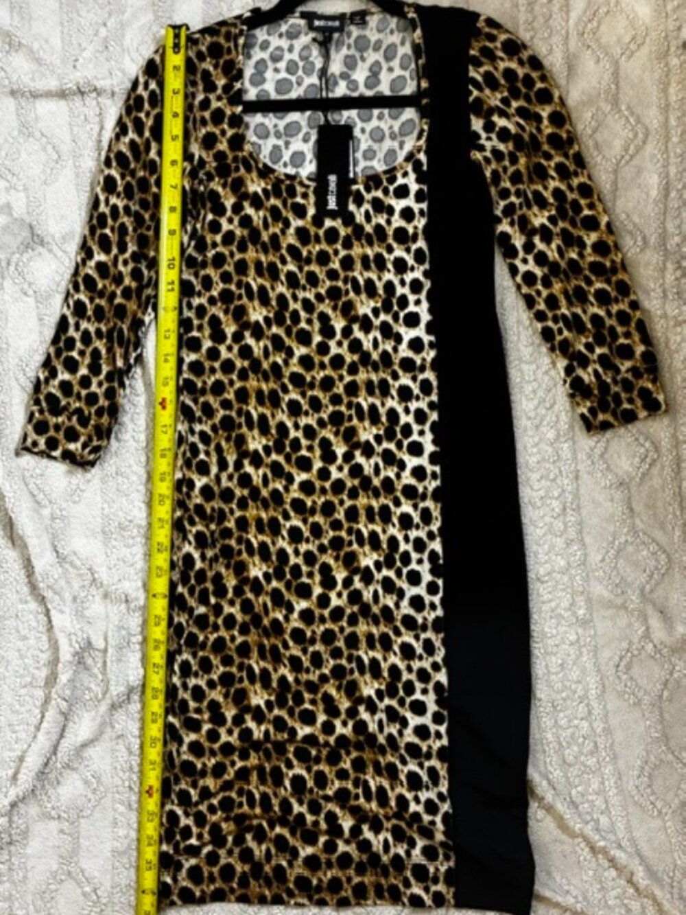Just Cavalli Vintage Leopard Dress w/Side Black Panel NWT c 2008